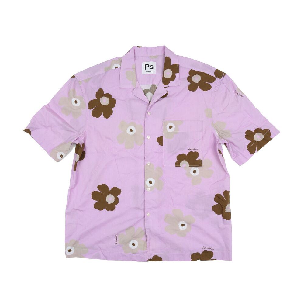 President's Floral Print Button Front Shirt Lilla Size L